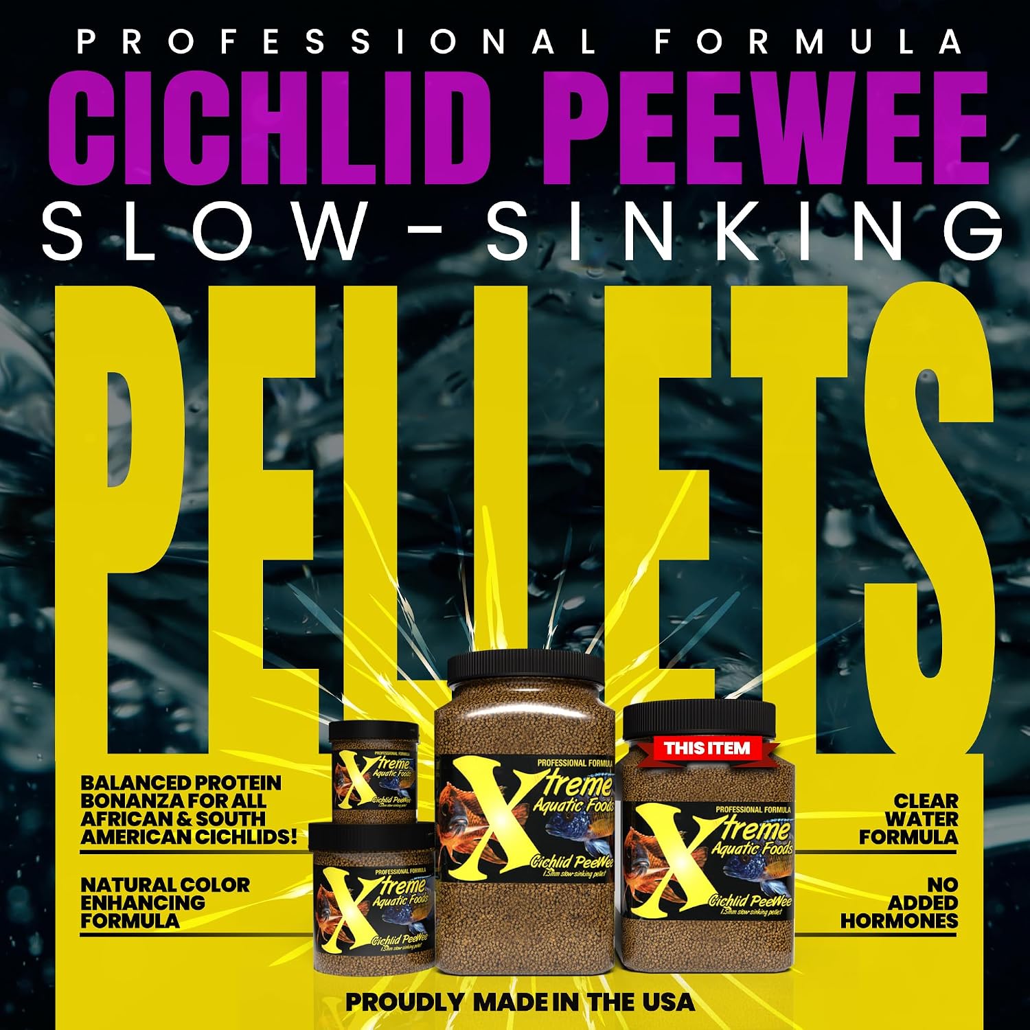 Xtreme Cichlid Peewee 1.5 mm Pellets - Proven Nutrition for Cichlids - Balanced Amino Acids