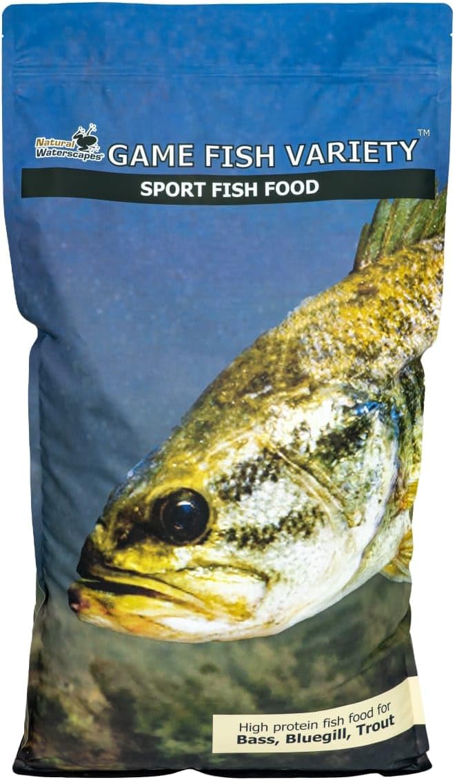 Natural Waterscapes Game Fish Food Variety | Pond and Lake Fish Food Pellets | 22 lb Bag | Feed to Bass