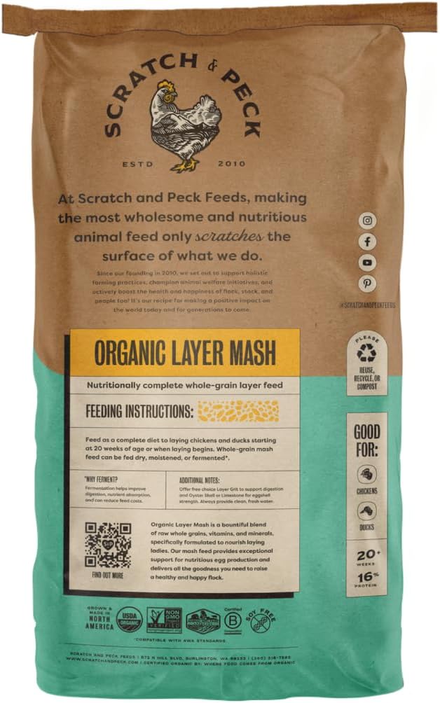 Scratch and Peck Feeds | Layer Mash for Chickens & Ducks | 40 lb Bag | 16% Protein