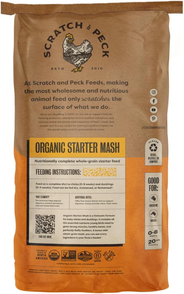Scratch and Peck Feeds | Starter Mash for Chickens & Ducks | 40 lb Bag | 20.5% Protein